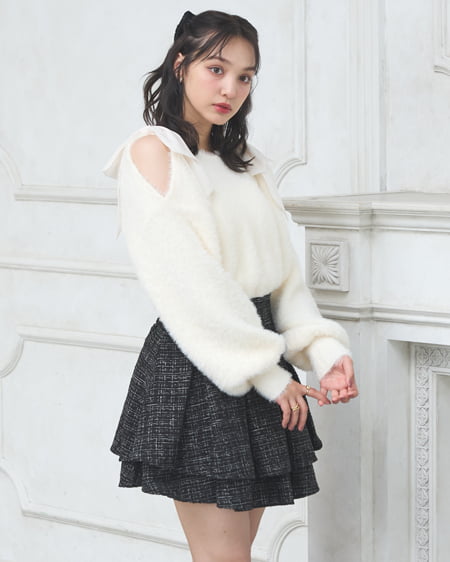 【9／2までの限定価格】【WEB限定】ツイードタックミニフレアスカート