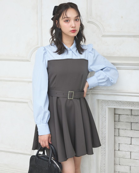 INGNI(イング) 【9／2までの限定価格】【WEB限定】シャツドッキングフレアミニワンピース