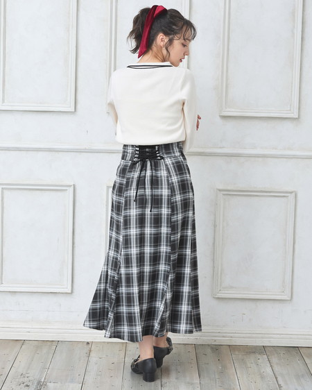 INGNI(イング) 【9／2までの限定価格】バックレースアップチェック柄マーメイドスカート