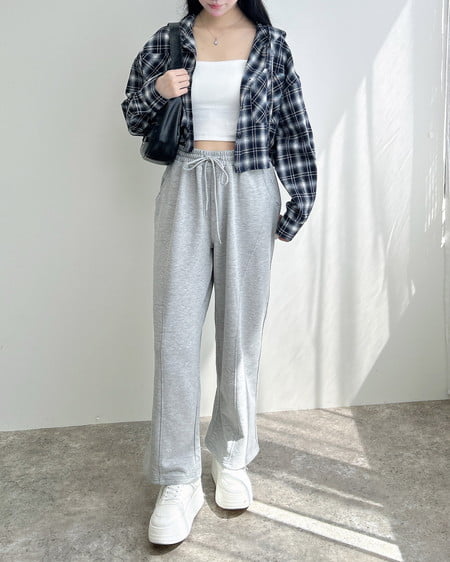 INGNI（イング） フードチェック柄ショートシャツ ｺﾝ/ﾁｪｯｸ