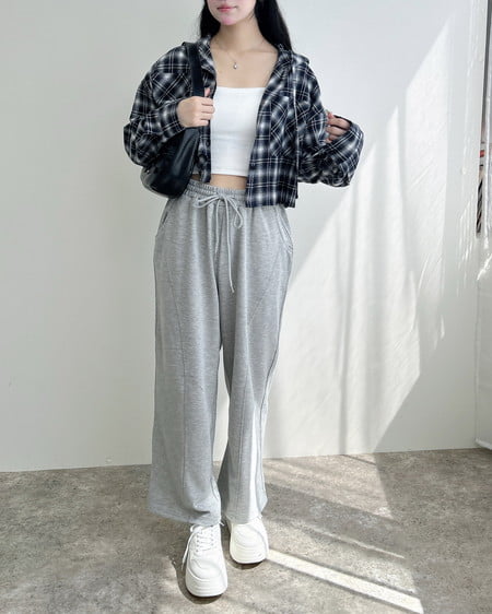 INGNI（イング） フードチェック柄ショートシャツ ｺﾝ/ﾁｪｯｸ