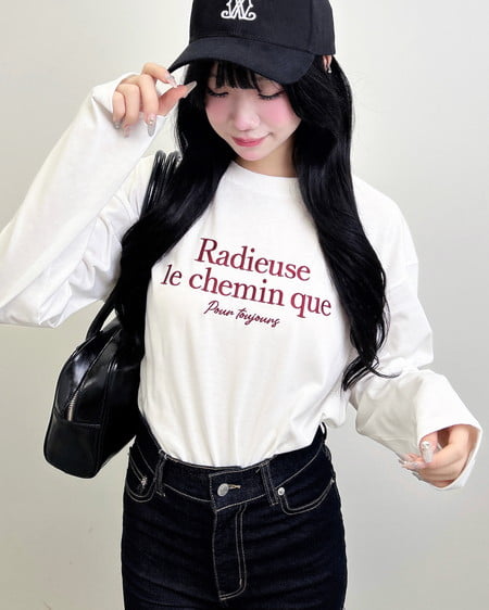 INGNI（イング） シンプルロゴロングTシャツ ｵﾌﾎﾜｲﾄ/ﾎﾞﾙﾄﾞｰ