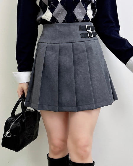 サイドベルトプリーツスカパン