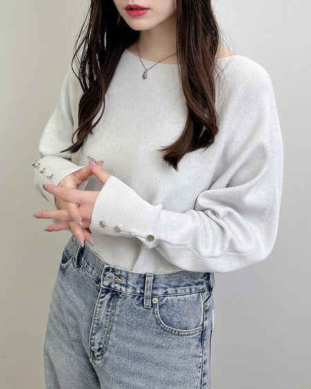 INGNI（イング） 袖ボタンラメドルマンニット ｱｲﾎﾞﾘｰ