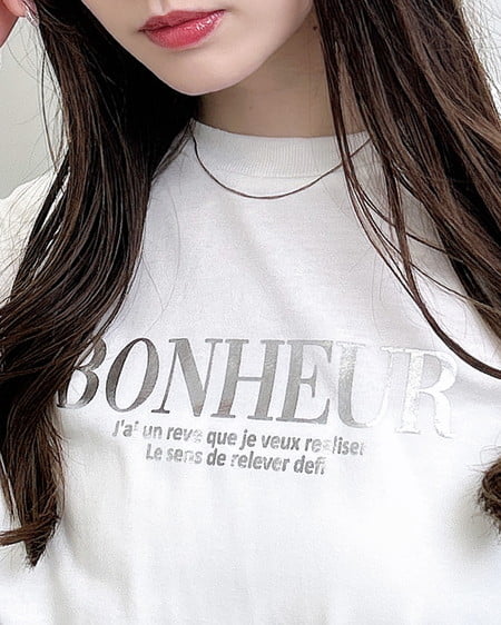 INGNI（イング） 箔プリントロゴロングTシャツ ｵﾌﾎﾜｲﾄ/ｼﾙﾊﾞｰ