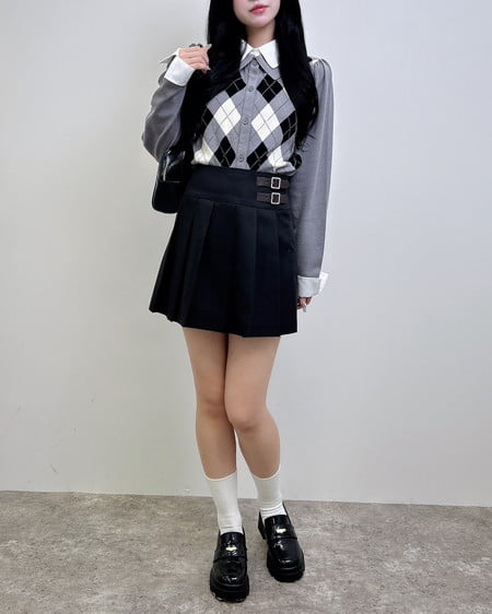 INGNI（イング） アーガイルシャツドッキングレイヤードニット ｸﾞﾚｰ