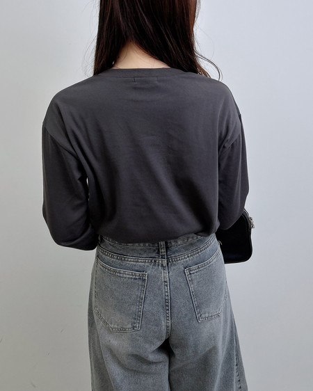 INGNI（イング） 箔プリントロゴロングTシャツ ﾁｬｺｰﾙｸﾞﾚｰ/ｼﾙﾊﾞｰ