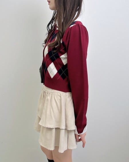 INGNI（イング） アーガイルシャツドッキングレイヤードニット ﾎﾞﾙﾄﾞｰ