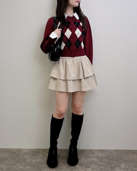 INGNI（イング） アーガイルシャツドッキングレイヤードニット ﾎﾞﾙﾄﾞｰ