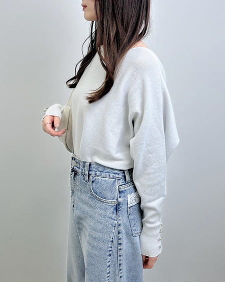 INGNI（イング） 袖ボタンラメドルマンニット ｱｲﾎﾞﾘｰ