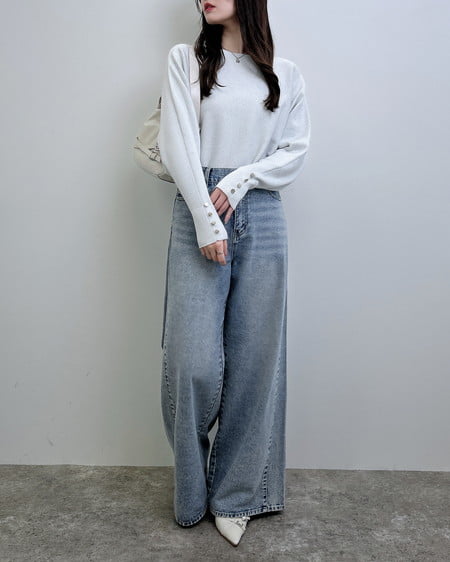 INGNI（イング） 袖ボタンラメドルマンニット ｱｲﾎﾞﾘｰ
