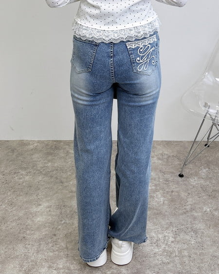 INGNI（イング） ポケット刺繍フレアデニムパンツ ﾃﾞﾆﾑ/ﾌﾞﾙｰ