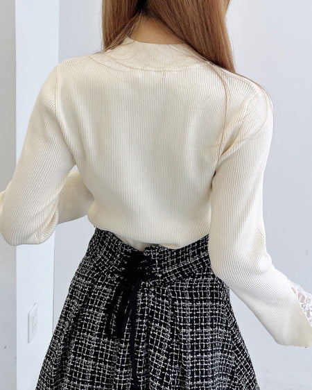 INGNI(イング) 袖スリットレースニット アイボリー