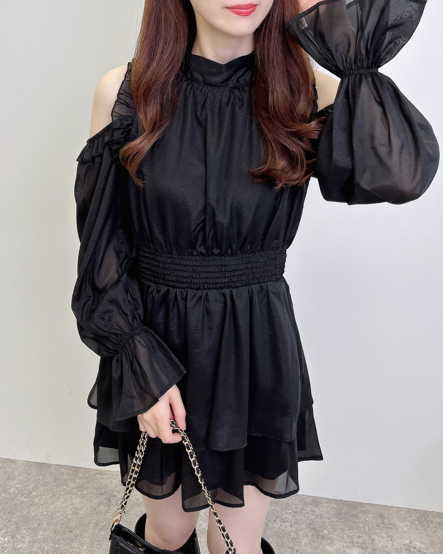 たぬきkeep my closetフリル付ブラックロングコート　キプマイ ○予約○