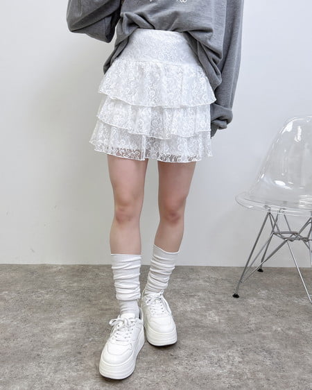 INGNI（イング） レースフリルミニスカパン ｵﾌﾎﾜｲﾄ