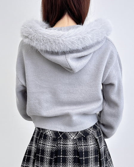 INGNI（イング） エコファー付ニットパーカー ｸﾞﾚｰ