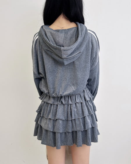 INGNI（イング） サイドラインジップベロアパーカー(セットアップ対応) ｸﾞﾚｰ