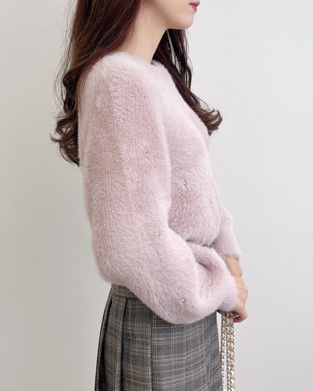 INGNI（イング） ビジュー付フェザーニット ﾋﾟﾝｸ