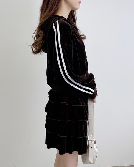 INGNI（イング） ベロアティアードスカパン(セットアップ対応) ﾌﾞﾗｳﾝ