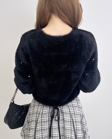 INGNI（イング） ビジュー付フェザーニット ｸﾛ