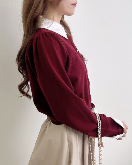 INGNI（イング） シャツレイヤード風長袖ニット ﾎﾞﾙﾄﾞｰ/ｵﾌﾎﾜｲﾄ