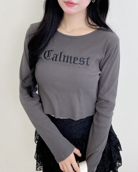 INGNI（イング） 貼付ロゴリブロングTシャツ ｽﾐｸﾛ