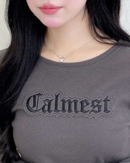 INGNI（イング） 貼付ロゴリブロングTシャツ ｽﾐｸﾛ