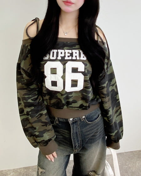 INGNI（イング） オフショル肩リボンナンバリングスウェットトップス ﾒｲｻｲ