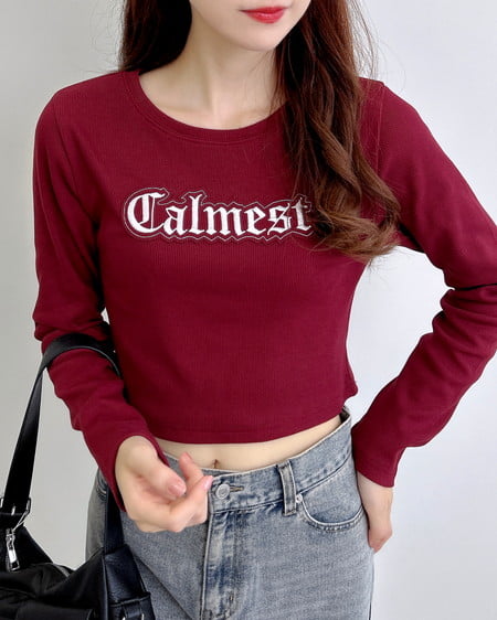 貼付ロゴリブロングTシャツ