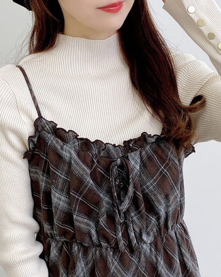 INGNI（イング） チェック柄ティアードキャミワンピース ﾌﾞﾗｳﾝ/ﾁｪｯｸ