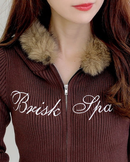 INGNI（イング） フェイクファー付ニットパーカー ﾌﾞﾗｳﾝ