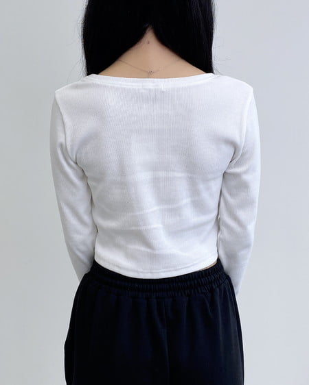 INGNI（イング） 貼付ロゴリブロングTシャツ ｵﾌﾎﾜｲﾄ