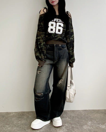 INGNI（イング） オフショル肩リボンナンバリングスウェットトップス ﾒｲｻｲ