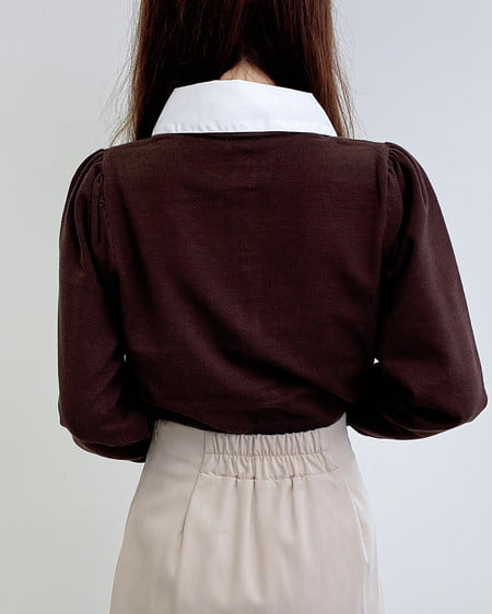 INGNI(イング) シャツレイヤード風長袖ニット ブラウン/オフホワイト