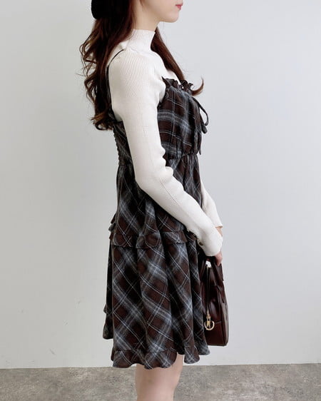 INGNI（イング） チェック柄ティアードキャミワンピース ﾌﾞﾗｳﾝ/ﾁｪｯｸ