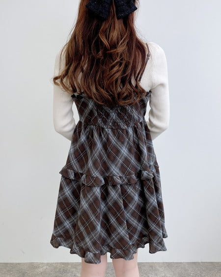 INGNI（イング） チェック柄ティアードキャミワンピース ﾌﾞﾗｳﾝ/ﾁｪｯｸ