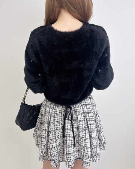 INGNI（イング） バックレースアップツイードタックフレアスカート ｵﾌｸﾛ/ﾂｲｰﾄﾞ