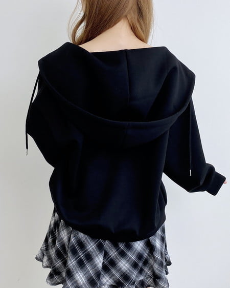 INGNI(イング) プレート付ダブルジップダンボールパーカー クロ