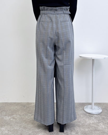 INGNI（イング） 共ベルト付きグレンチェックワイドパンツ ｸﾞﾚｰ/ｸﾞﾚﾝﾁｪｯｸ