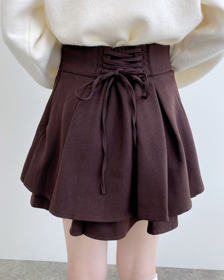 INGNI(イング) バックレースアップタックフレアスカート ブラウン