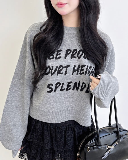 INGNI（イング） ジャガードメッセージロゴショート丈ニット ｸﾞﾚｰ/ｸﾛ