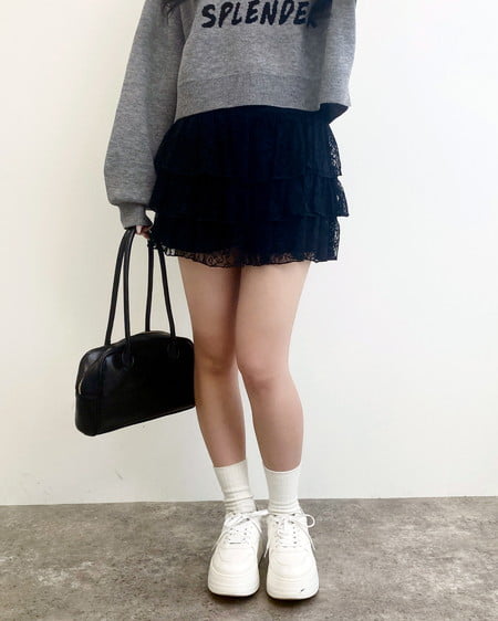 INGNI（イング） ジャガードメッセージロゴショート丈ニット ｸﾞﾚｰ/ｸﾛ