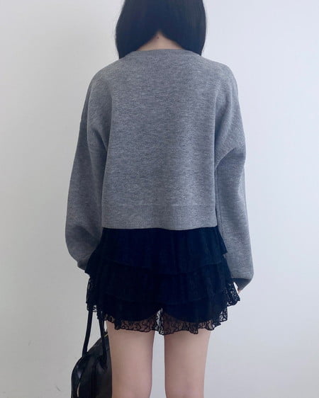 INGNI（イング） ジャガードメッセージロゴショート丈ニット ｸﾞﾚｰ/ｸﾛ