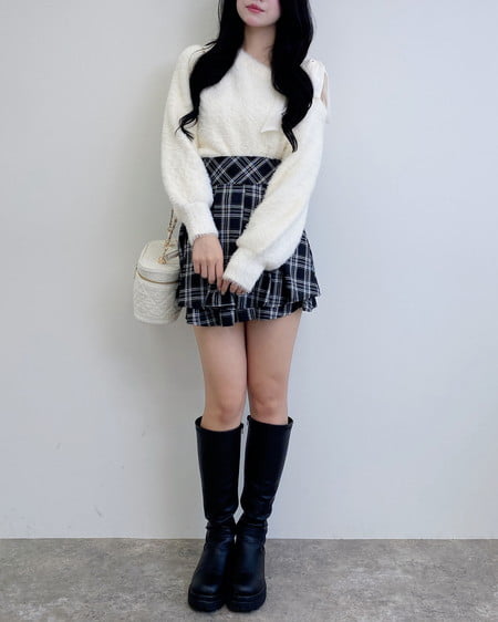 INGNI（イング） 肩リボンワンショルフェザーニット ｵﾌﾎﾜｲﾄ/ｵﾌﾎﾜｲﾄ