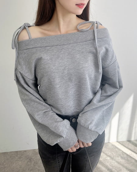 INGNI（イング） 肩リボンオフショルスウェットトップス(セットアップ対応) ｸﾞﾚｰ