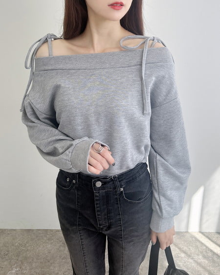 INGNI（イング） 肩リボンオフショルスウェットトップス(セットアップ対応) ｸﾞﾚｰ