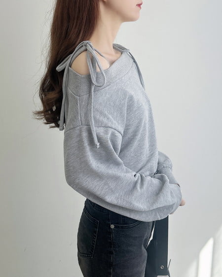 INGNI（イング） 肩リボンオフショルスウェットトップス(セットアップ対応) ｸﾞﾚｰ