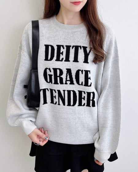 INGNI(イング) ジャガード3段ビッグロゴニット オフホワイト/クロ