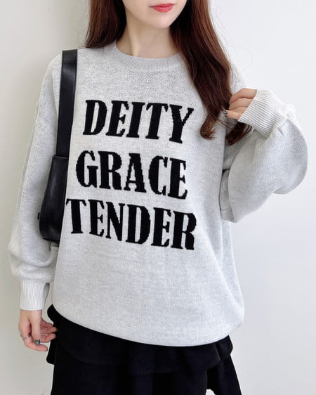 INGNI(イング) ジャガード3段ビッグロゴニット オフホワイト/クロ