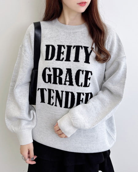 INGNI(イング) ジャガード3段ビッグロゴニット オフホワイト/クロ